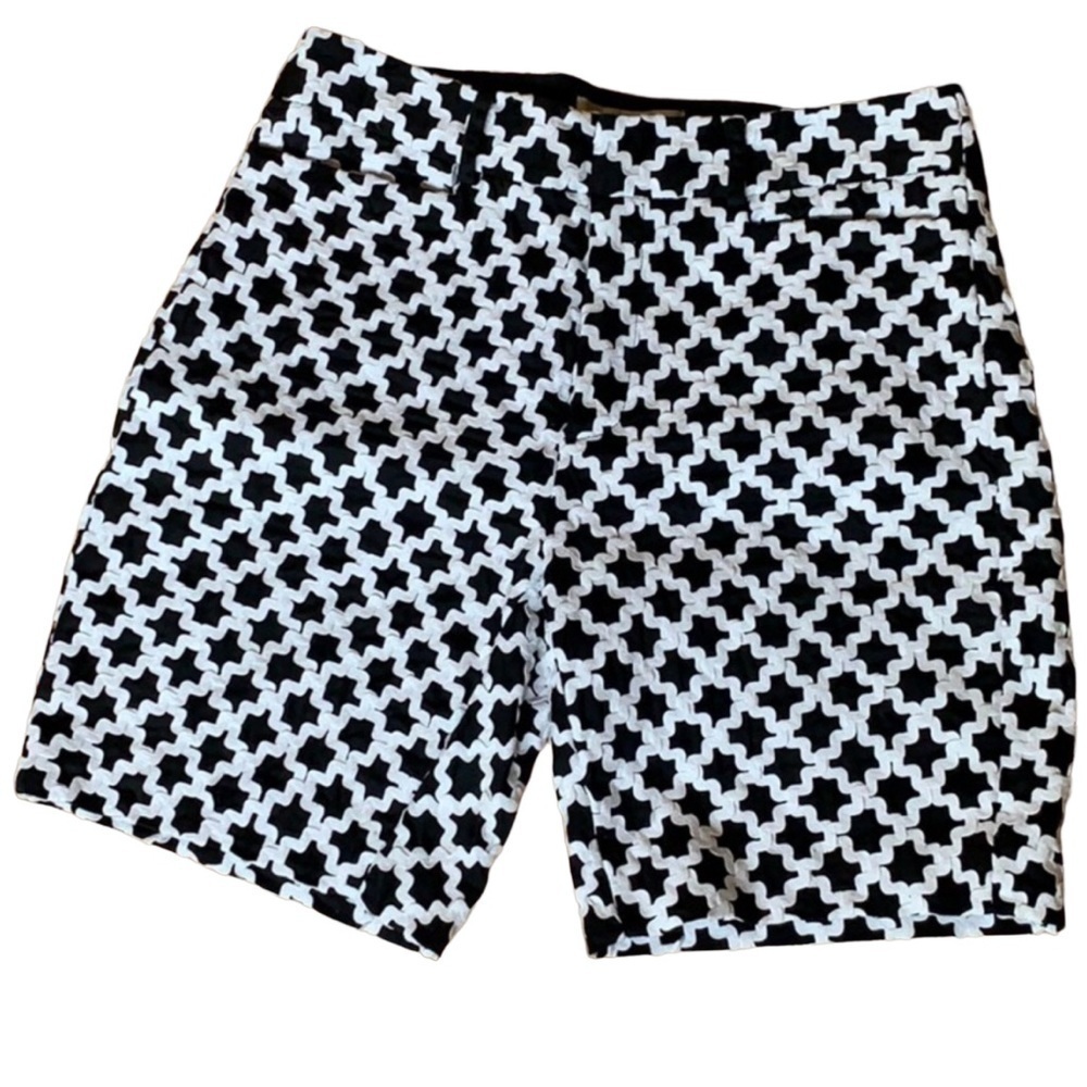 Black and White Geometric Bermuda Shorts